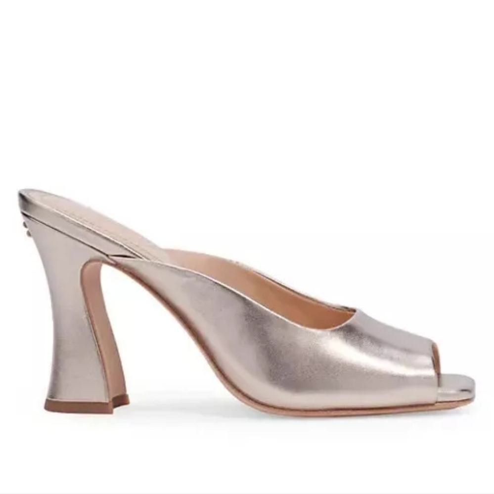 Coach Champagne Block Heel Peep-Toe Mules - Picture 2 of 6